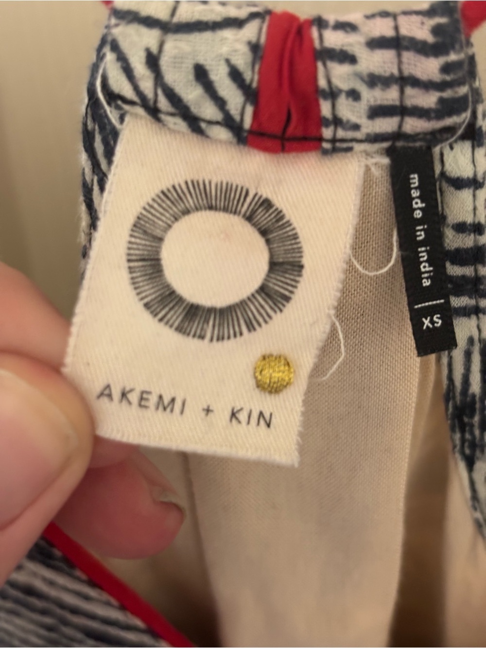Akemi + Kin dressAnthropologie Geometric Cotton Sundress XS Boho Summer Dress - Picture 3 of 6